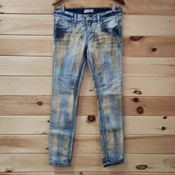 Free People Super Rare Unique Tie Dye Bleach Dirty Wash Jeans Size 29 Paintbrush - Picture 4 of 16